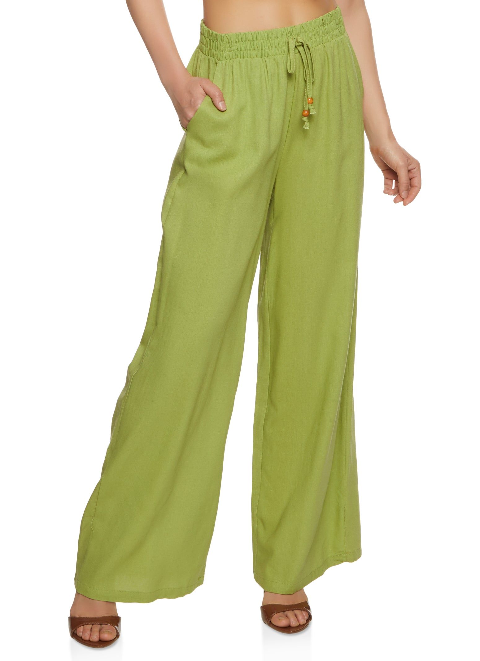 Iris Beaded Faux Drawstring Palazzo Pants sold by Rainbow