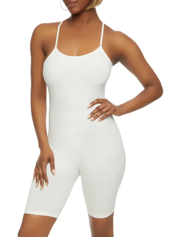 Daisy Criss Cross Back Biker Romper sold by Rainbow