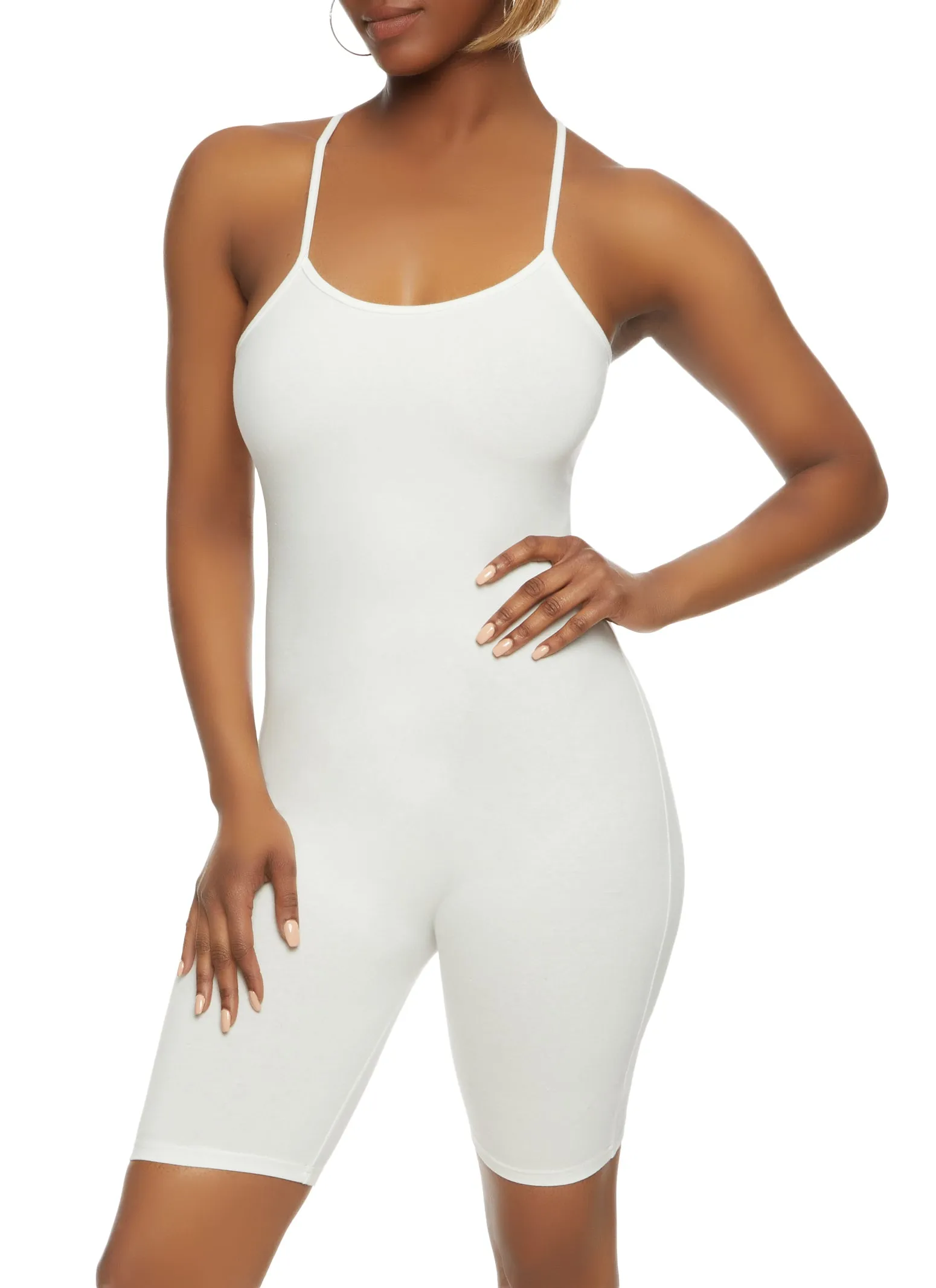 Daisy Criss Cross Back Biker Romper sold by Rainbow