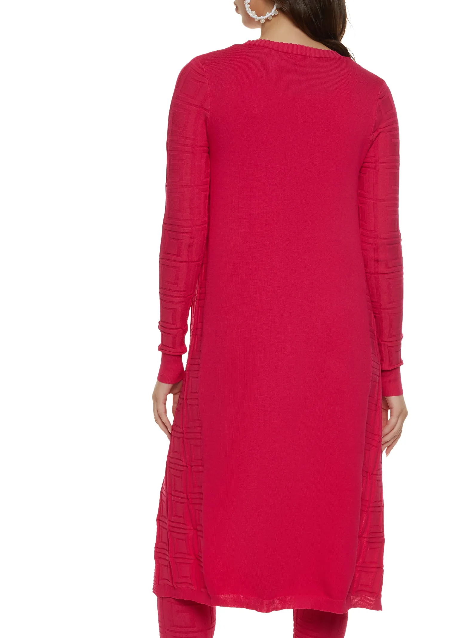 Textured Knit Greek Key Long Cardigan sold by Rainbow product image thumbnail 3