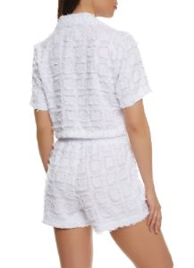 Frayed Button Front Cropped Shirt sold by Rainbow