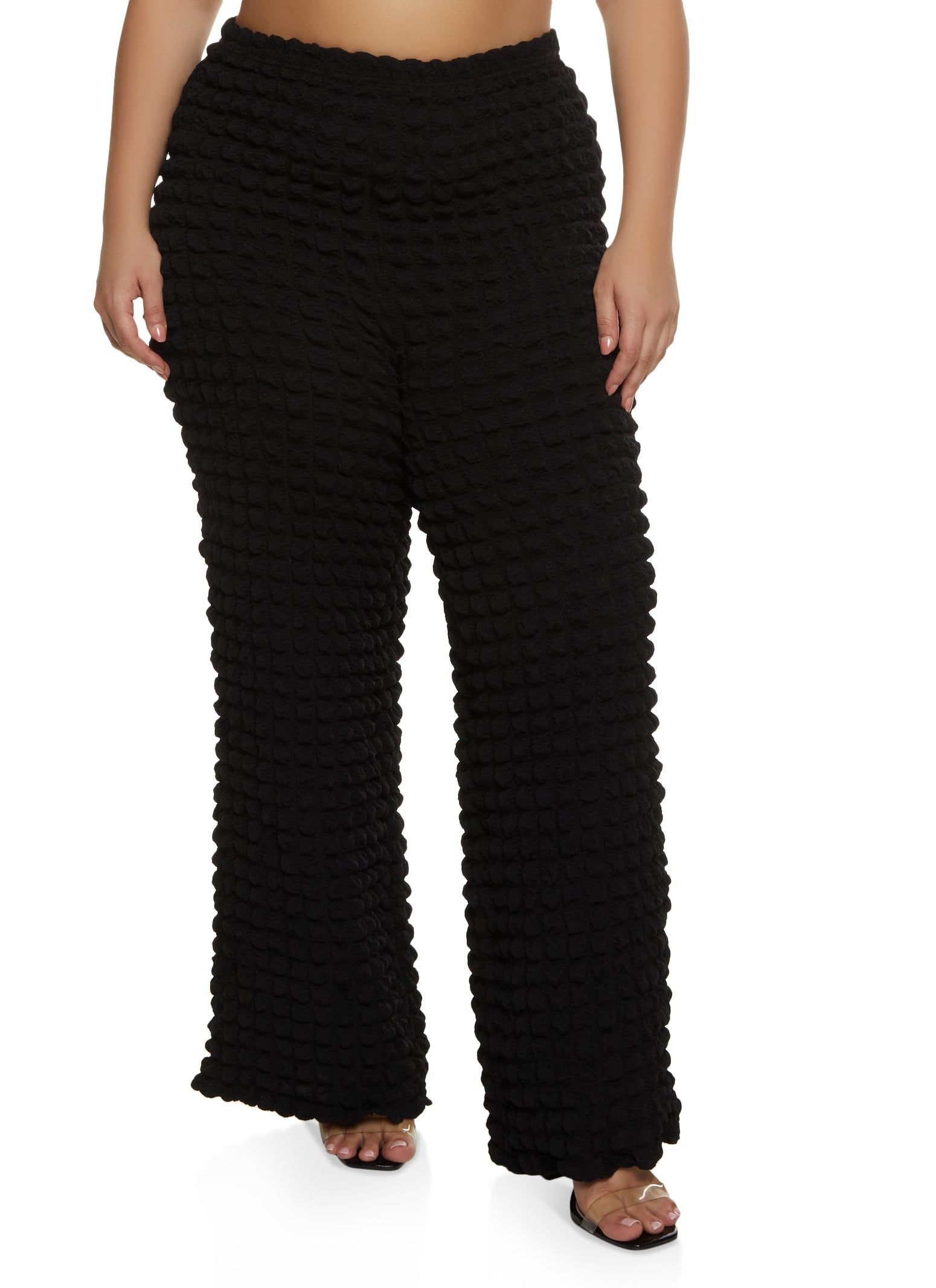 Plus Size Bubble Knit Wide Leg Pants sold by Rainbow