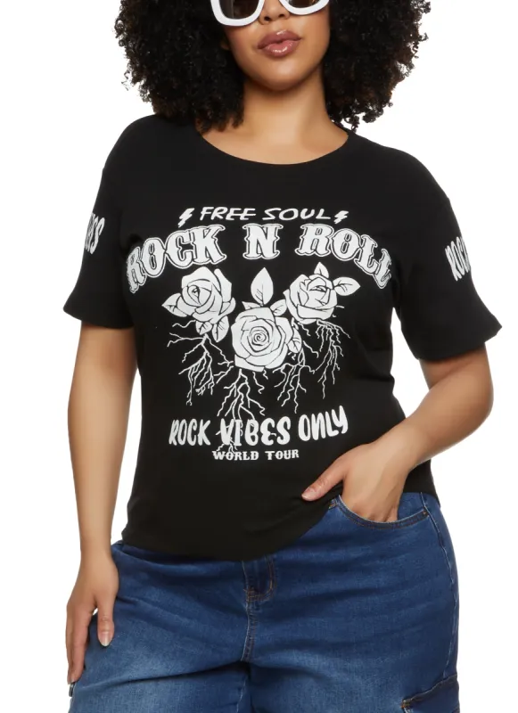 Plus Size Free Soul Rock n Roll Graphic Tee sold by Rainbow