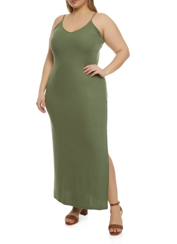 Plus Size Rib Knit Maxi Dress sold by Rainbow