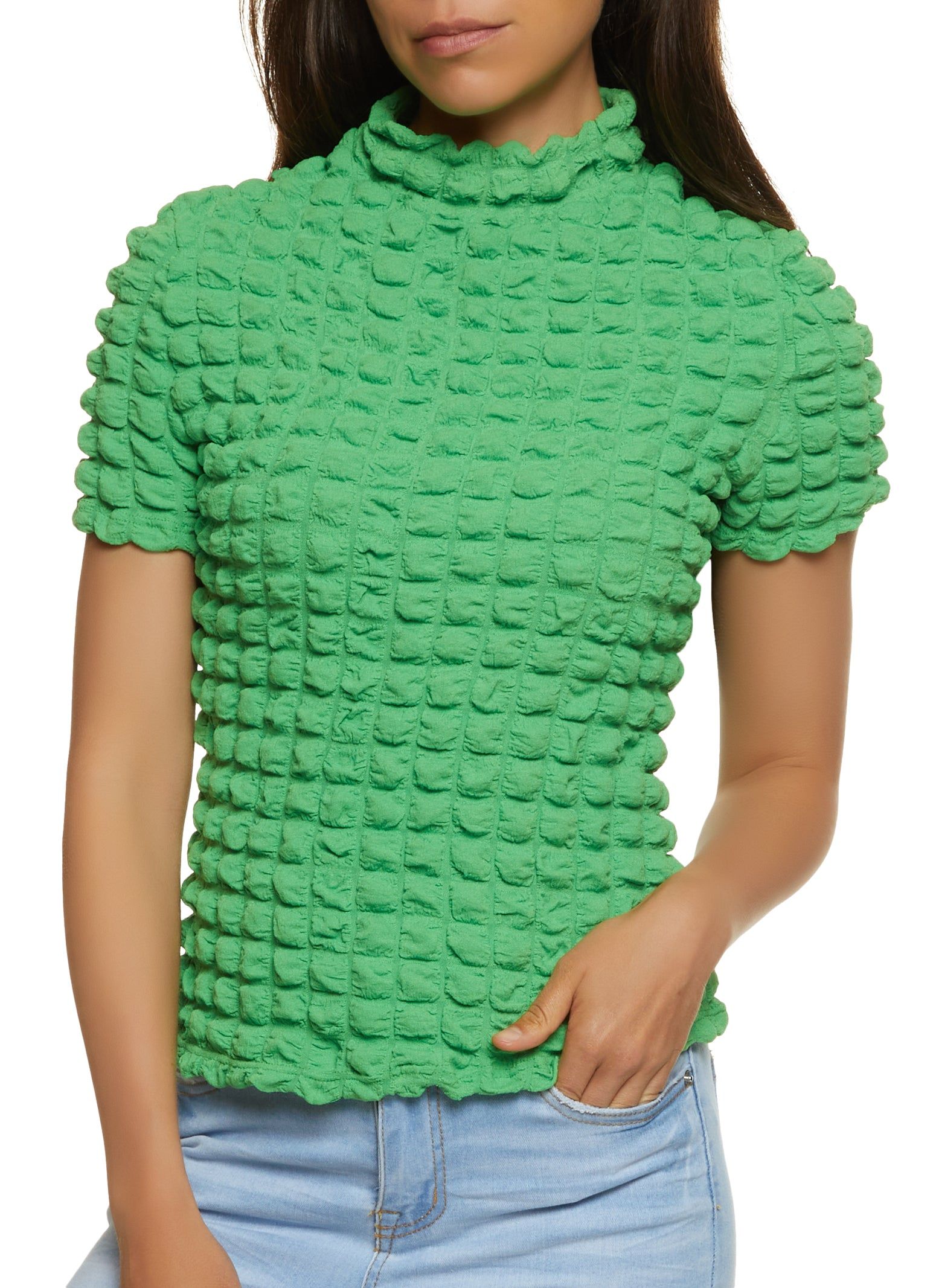 Bubble Mock Neck Tee sold by Rainbow