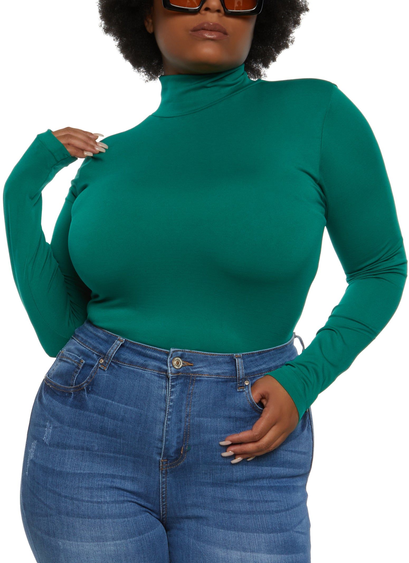 Plus Size Seamless Mock Neck Long Sleeve Bodysuit sold by Rainbow product image thumbnail 2