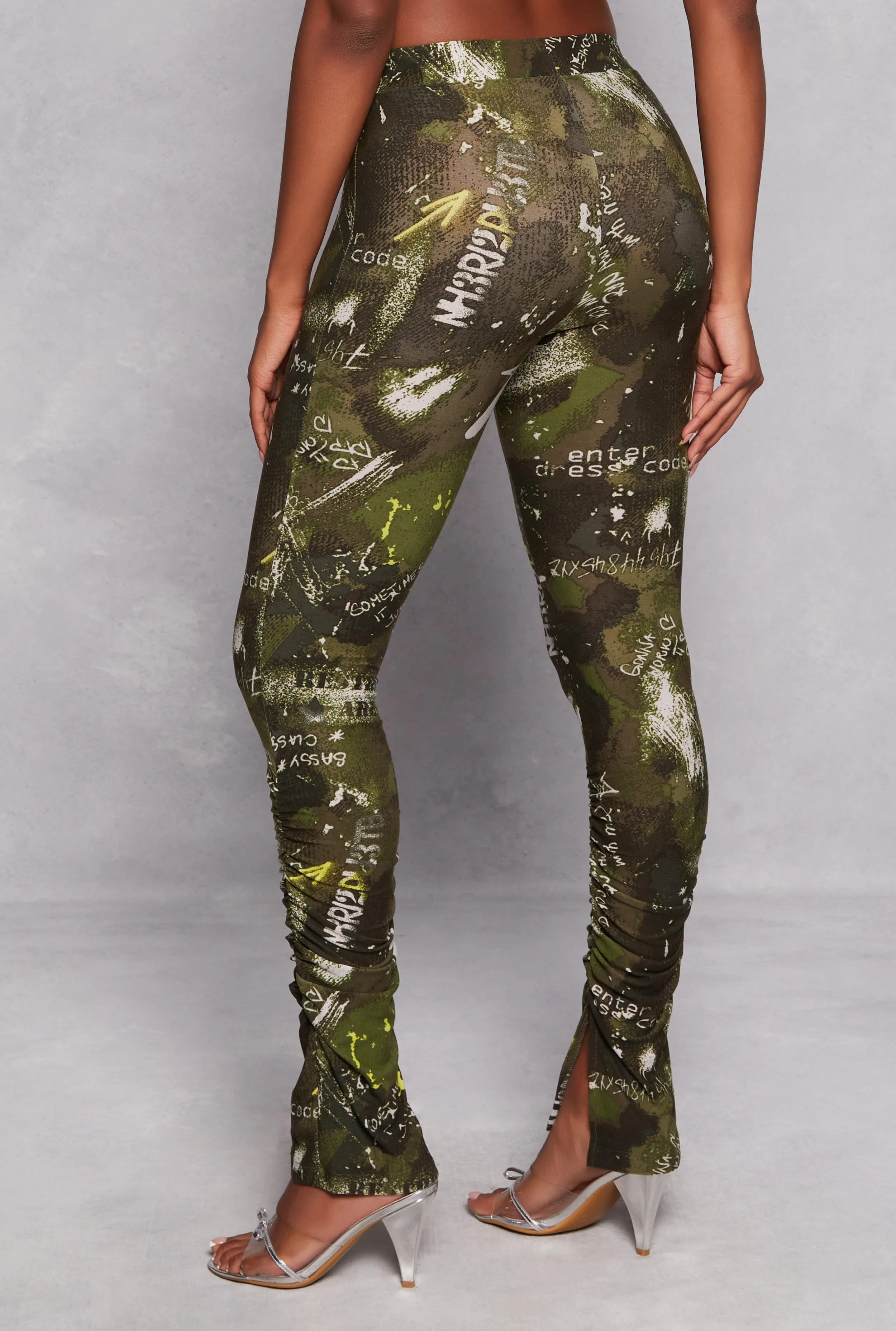 Printed High Waist Ruched Leggings sold by Rainbow product image thumbnail 3