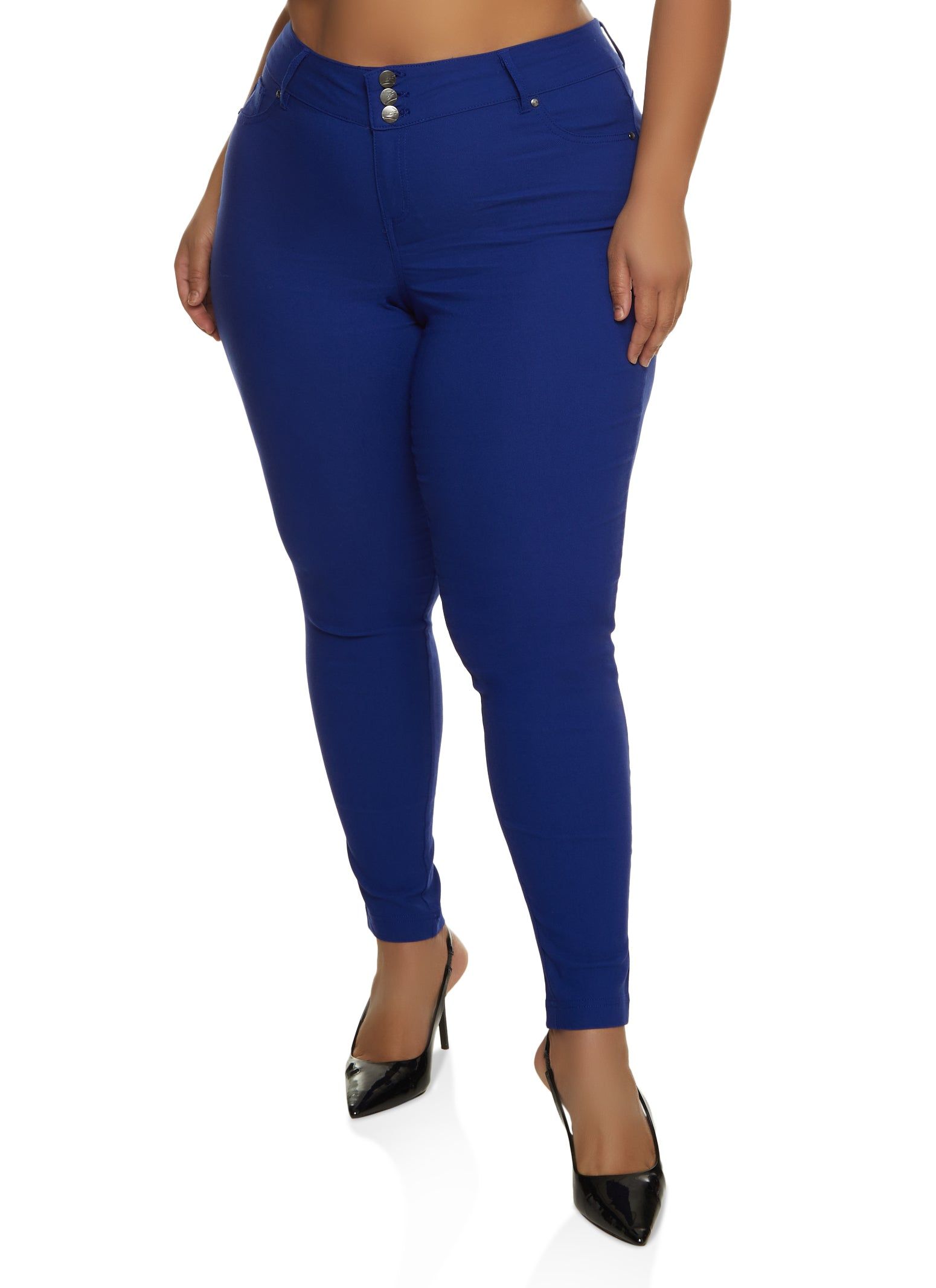 Plus Size 3 Button Hyperstretch Skinny Pants sold by Rainbow