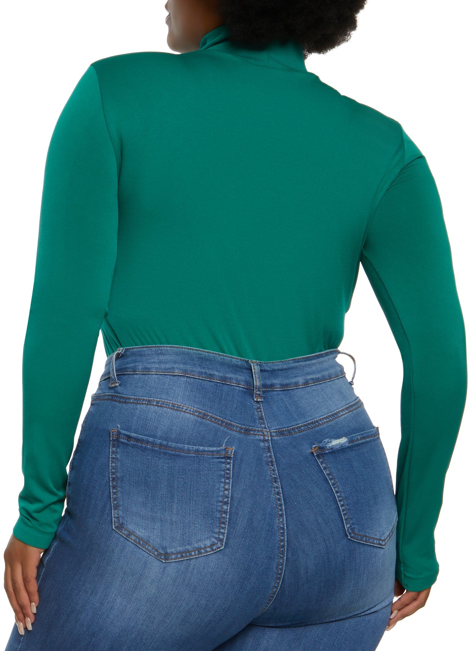 Plus Size Seamless Mock Neck Long Sleeve Bodysuit sold by Rainbow product image thumbnail 3