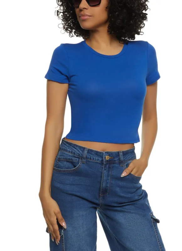Basic Crew Neck Cropped Tee sold by Rainbow