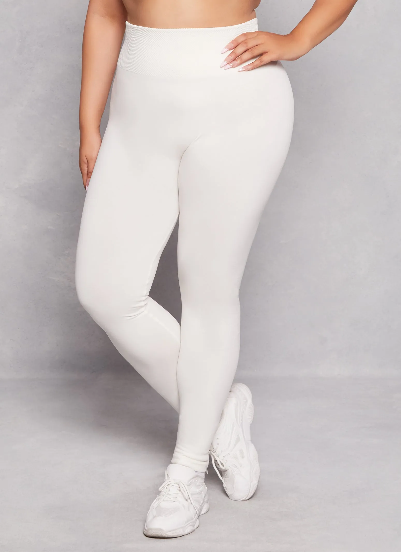 Plus Size Fleece Textured Waistband Leggings sold by Rainbow product image thumbnail 2