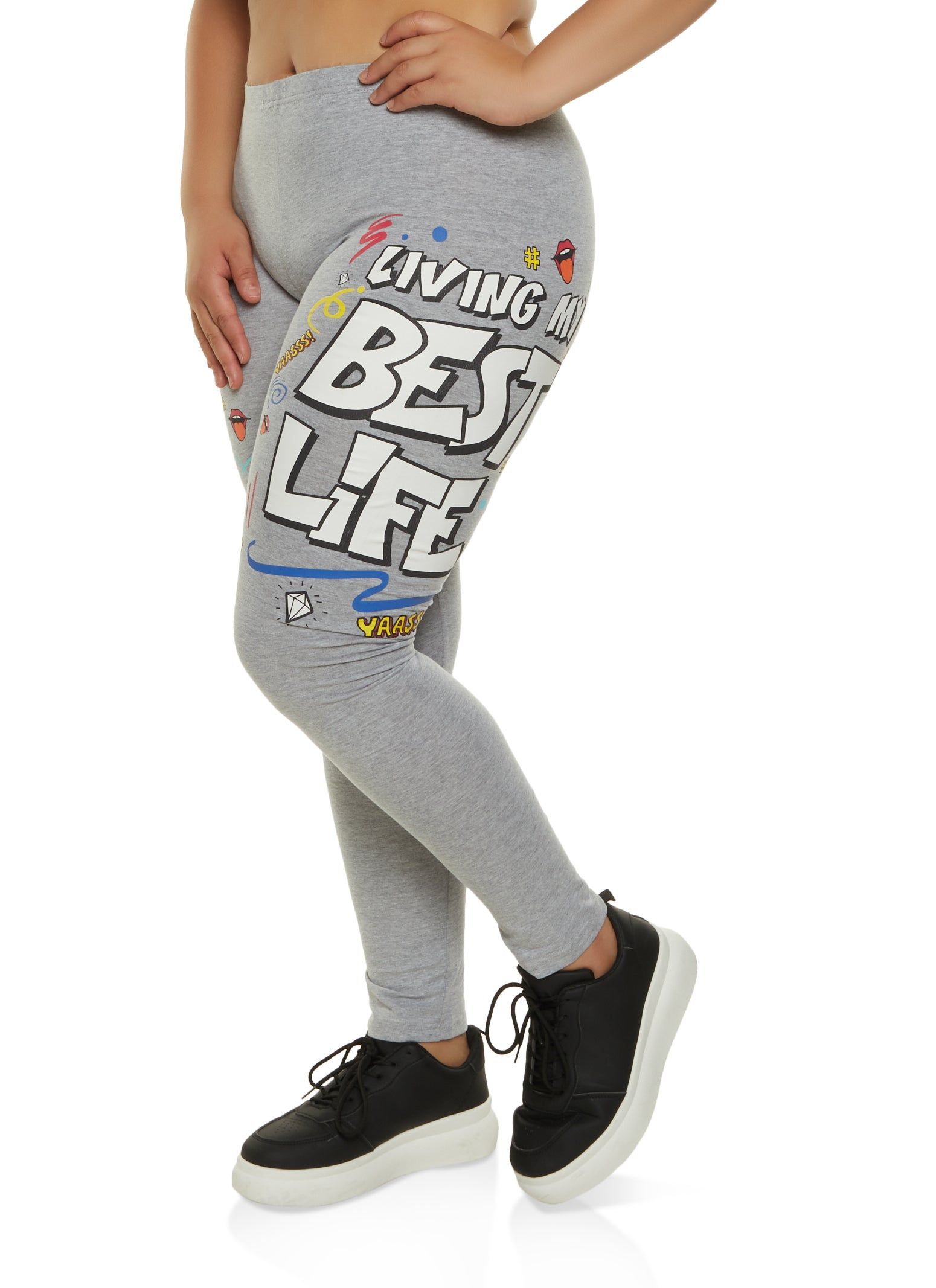 Plus Size Living My Best Life Graphic Leggings sold by Rainbow