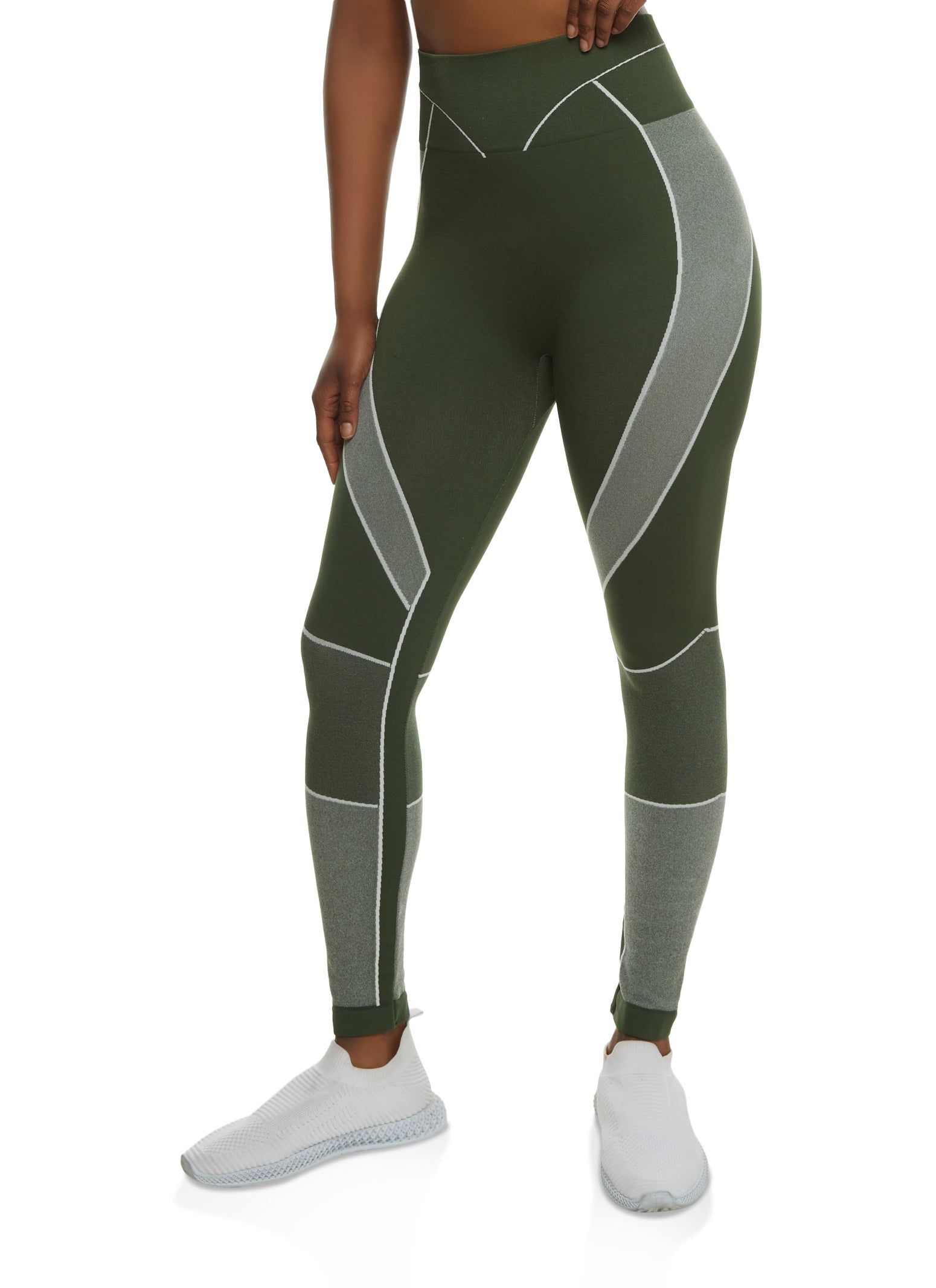 Two Tone Contrast Trim Seamless Leggings sold by Rainbow