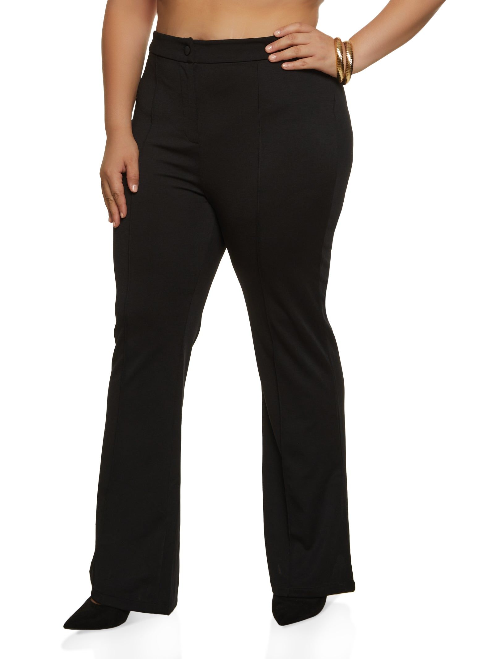Plus Size Pintuck Ponte Boot Cut Pants sold by Rainbow