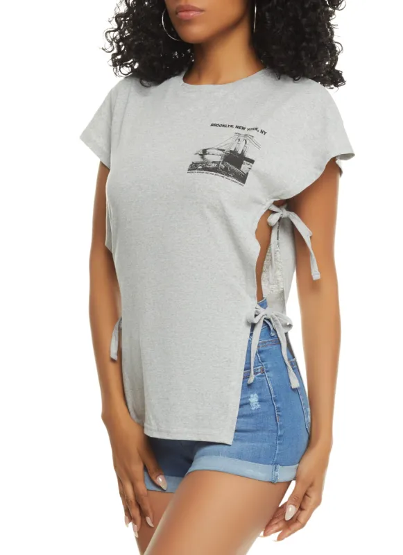 Brooklyn New York Tie Side Graphic Tee sold by Rainbow