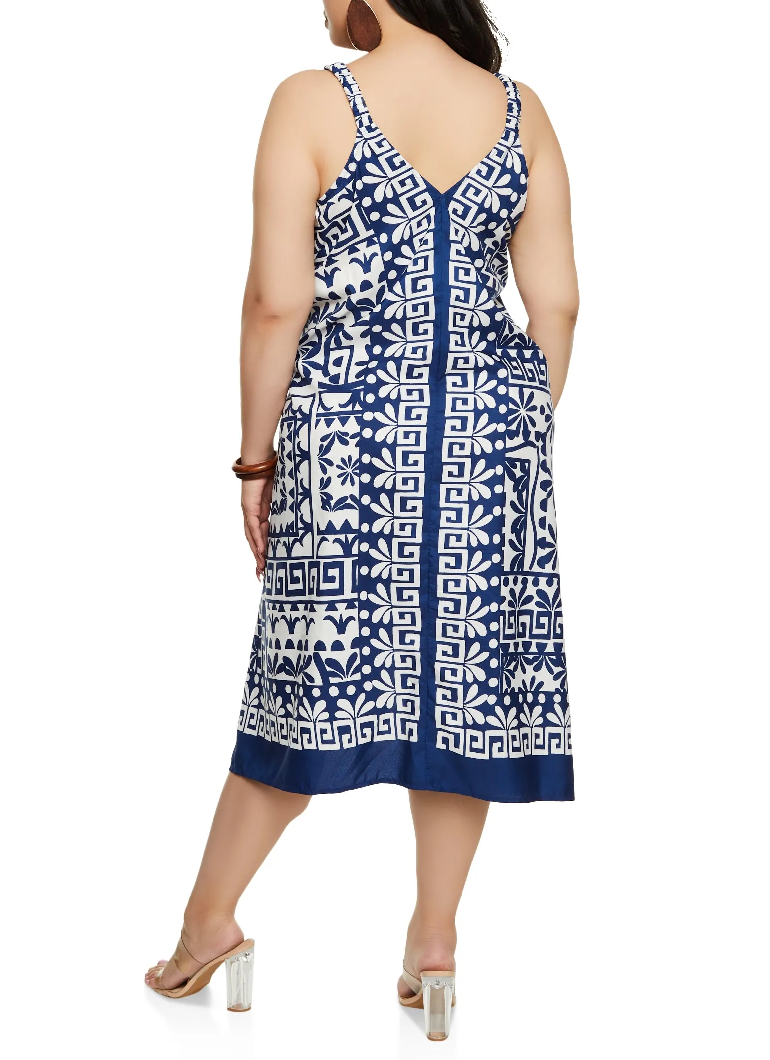 Plus Size Border Print V Neck Maxi Dress sold by Rainbow product image thumbnail 3
