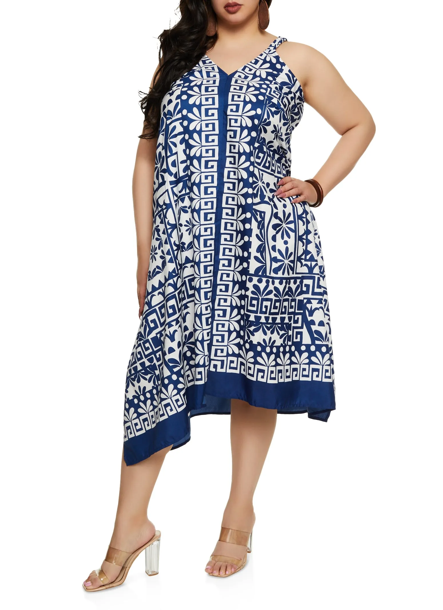 Plus Size Border Print V Neck Maxi Dress sold by Rainbow