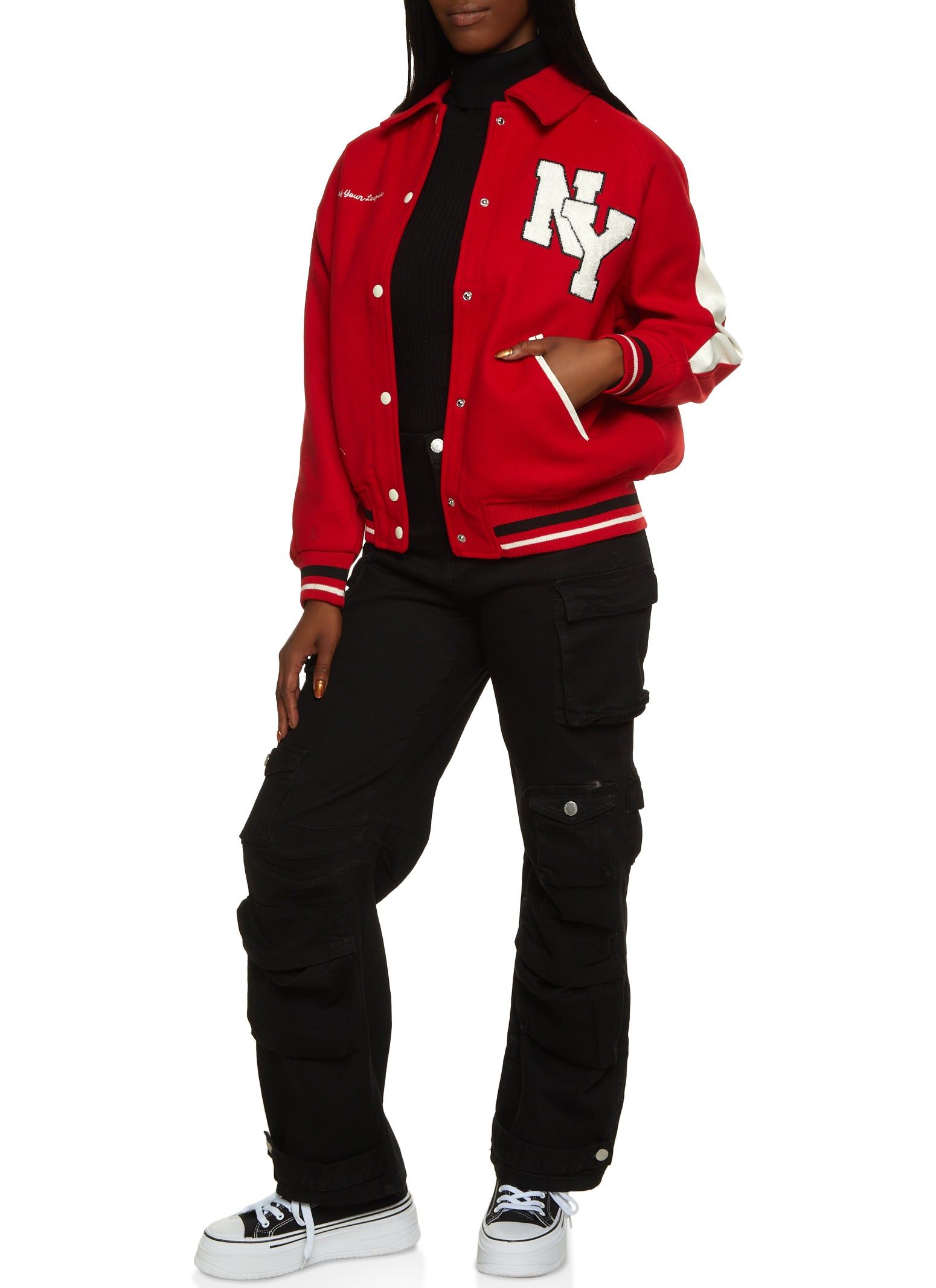 Collared NY Chenille Patch Varsity Jacket sold by Rainbow product image thumbnail 2