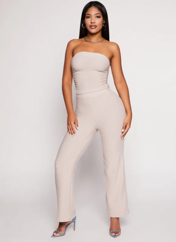 Textured Rib Knit Palazzo Pants sold by Rainbow