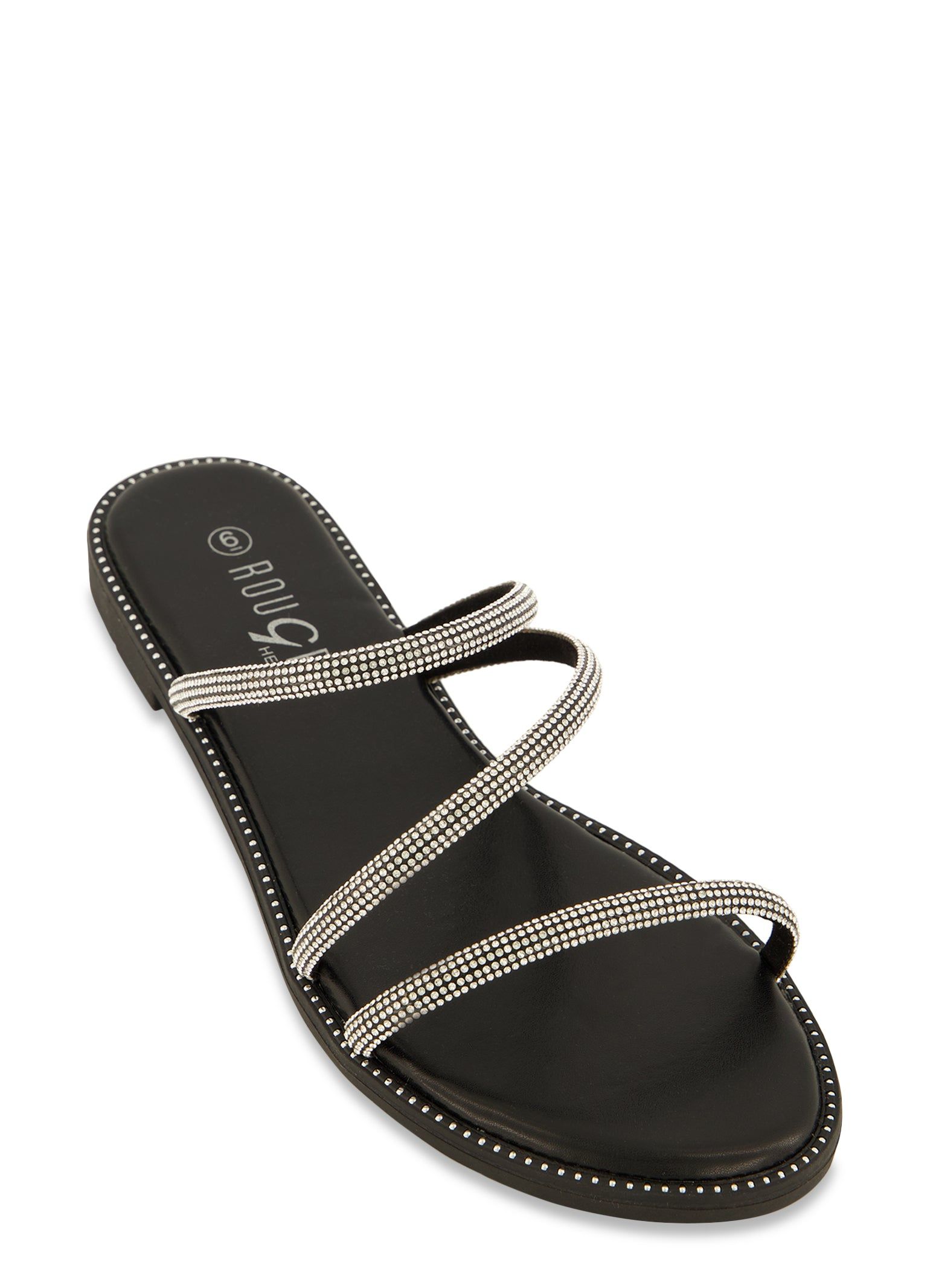 Strappy Rhinestone Slide Sandals sold by Rainbow
