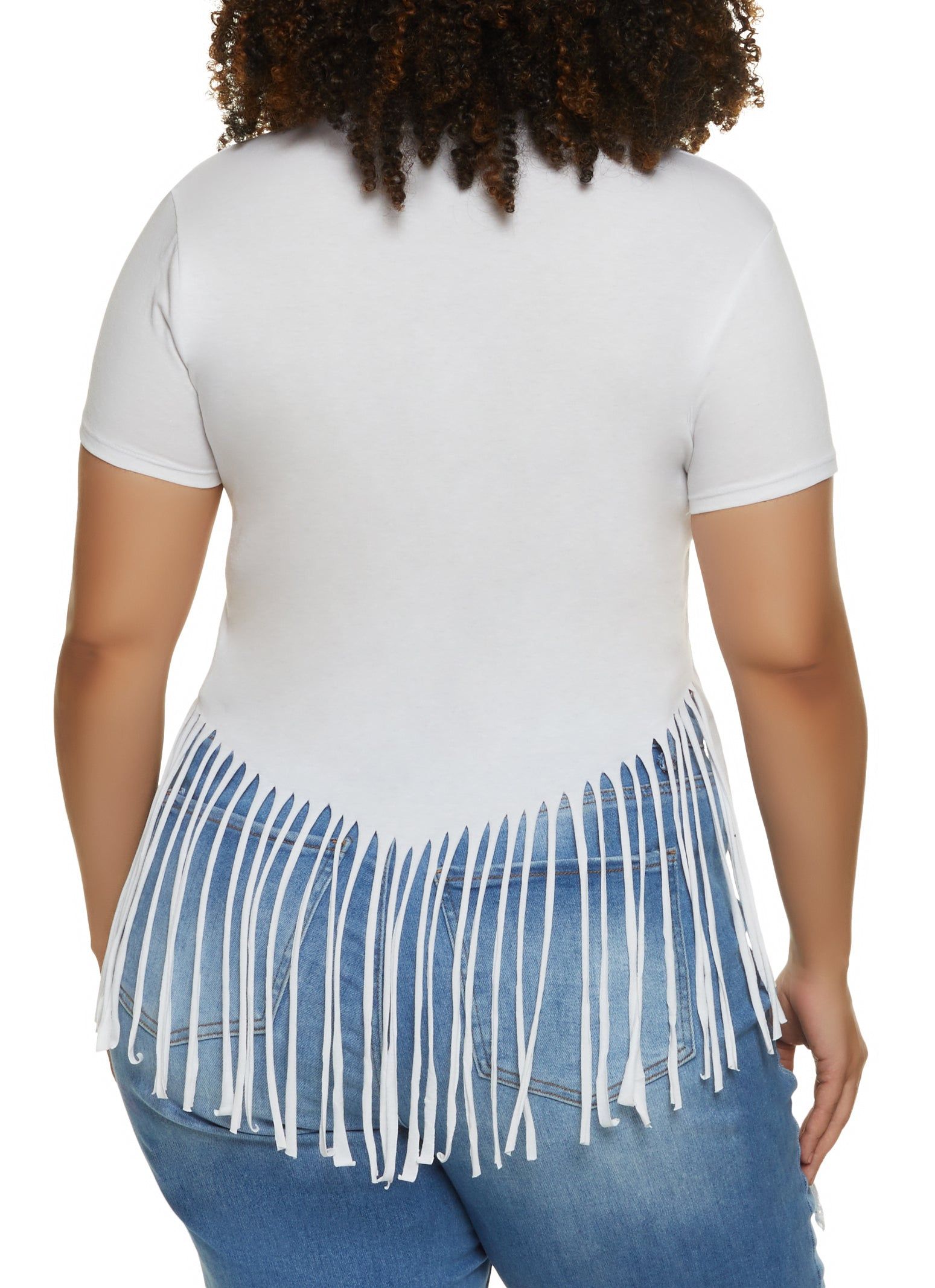 Plus Size Blessed Lip Graphic Fringe Tee sold by Rainbow product image thumbnail 2