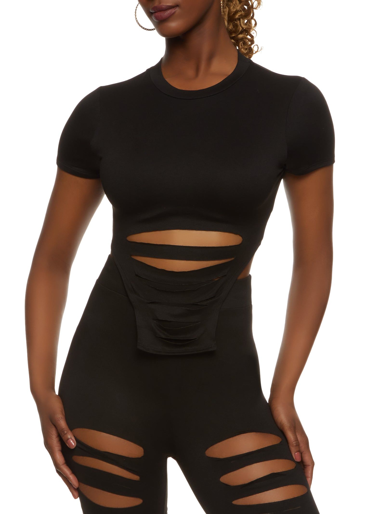 Laser Cut Hanky Hem Crop Top sold by Rainbow