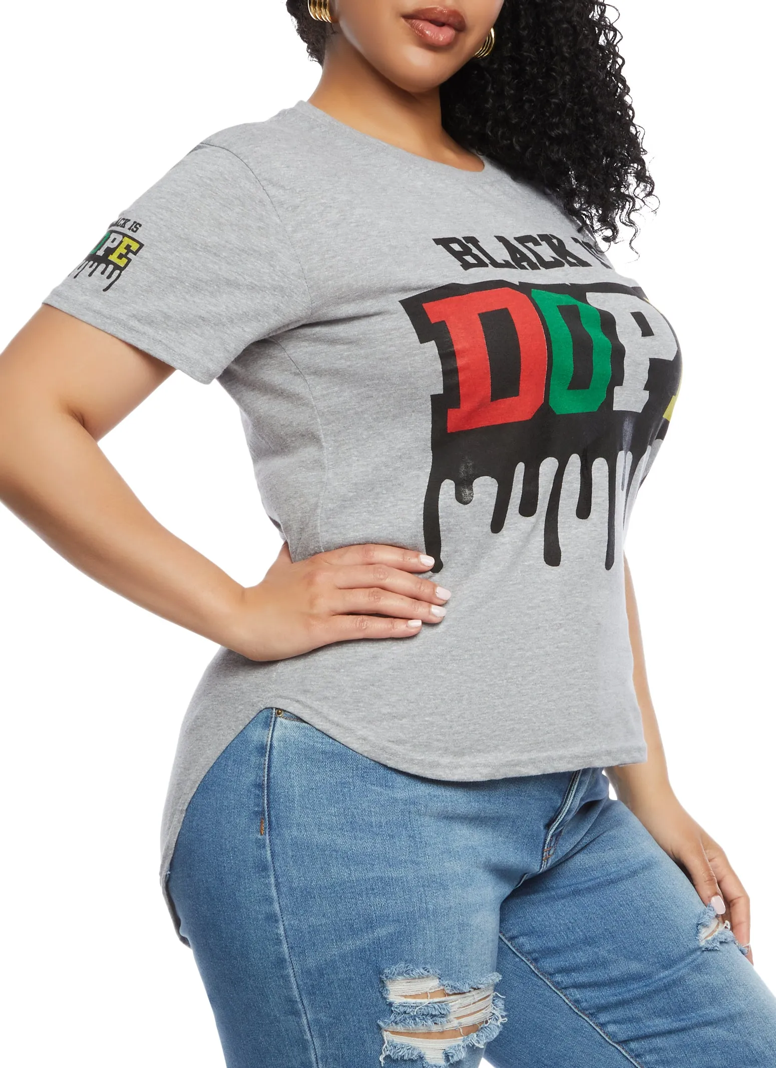 Plus Size Black Is Dope High Low Tee sold by Rainbow product image thumbnail 2