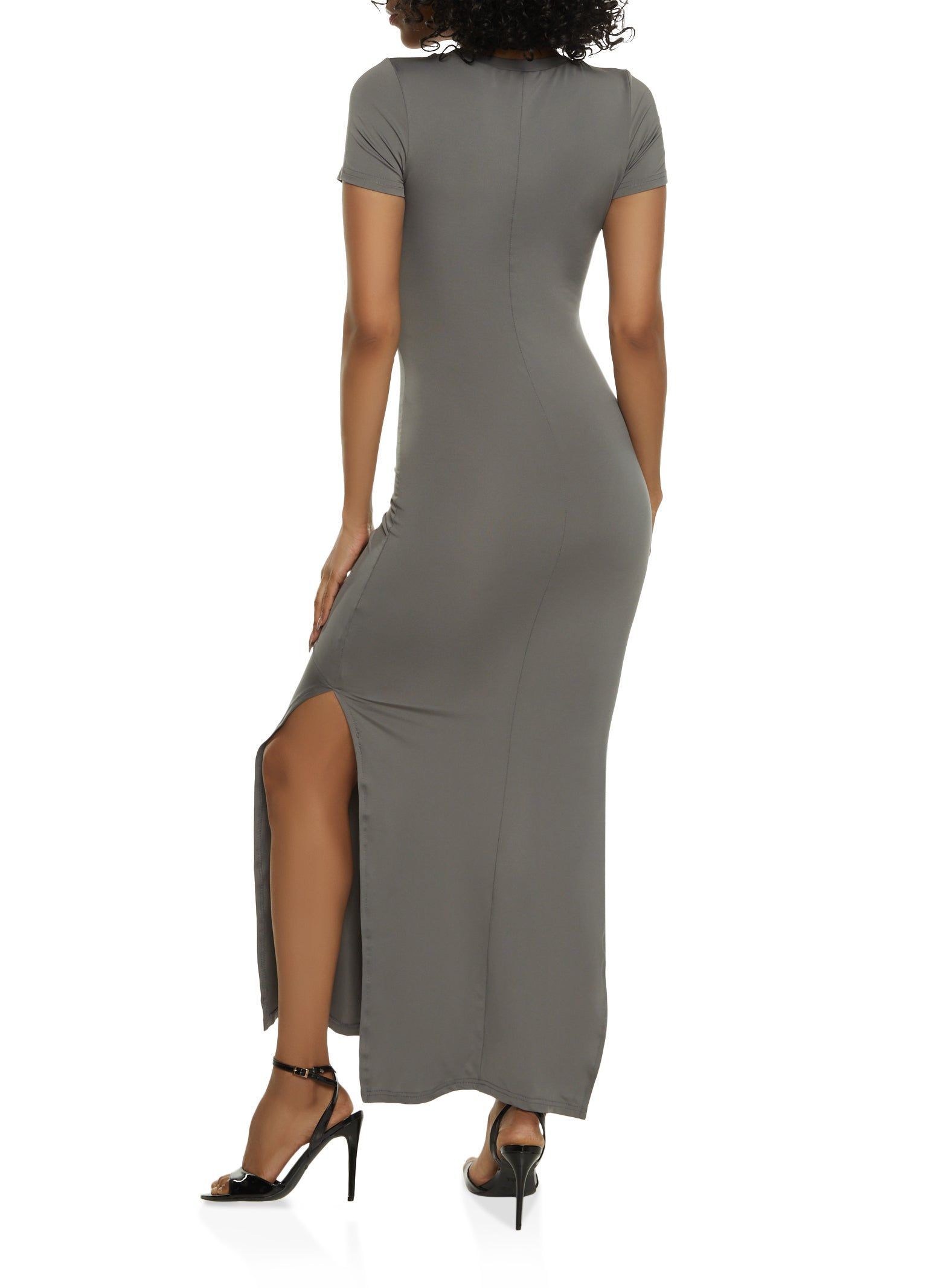 Crew Neck Side Slit Maxi Dress sold by Rainbow product image thumbnail 3