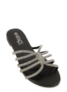 Rhinestone Criss Cross Strappy Slide Sandals sold by Rainbow