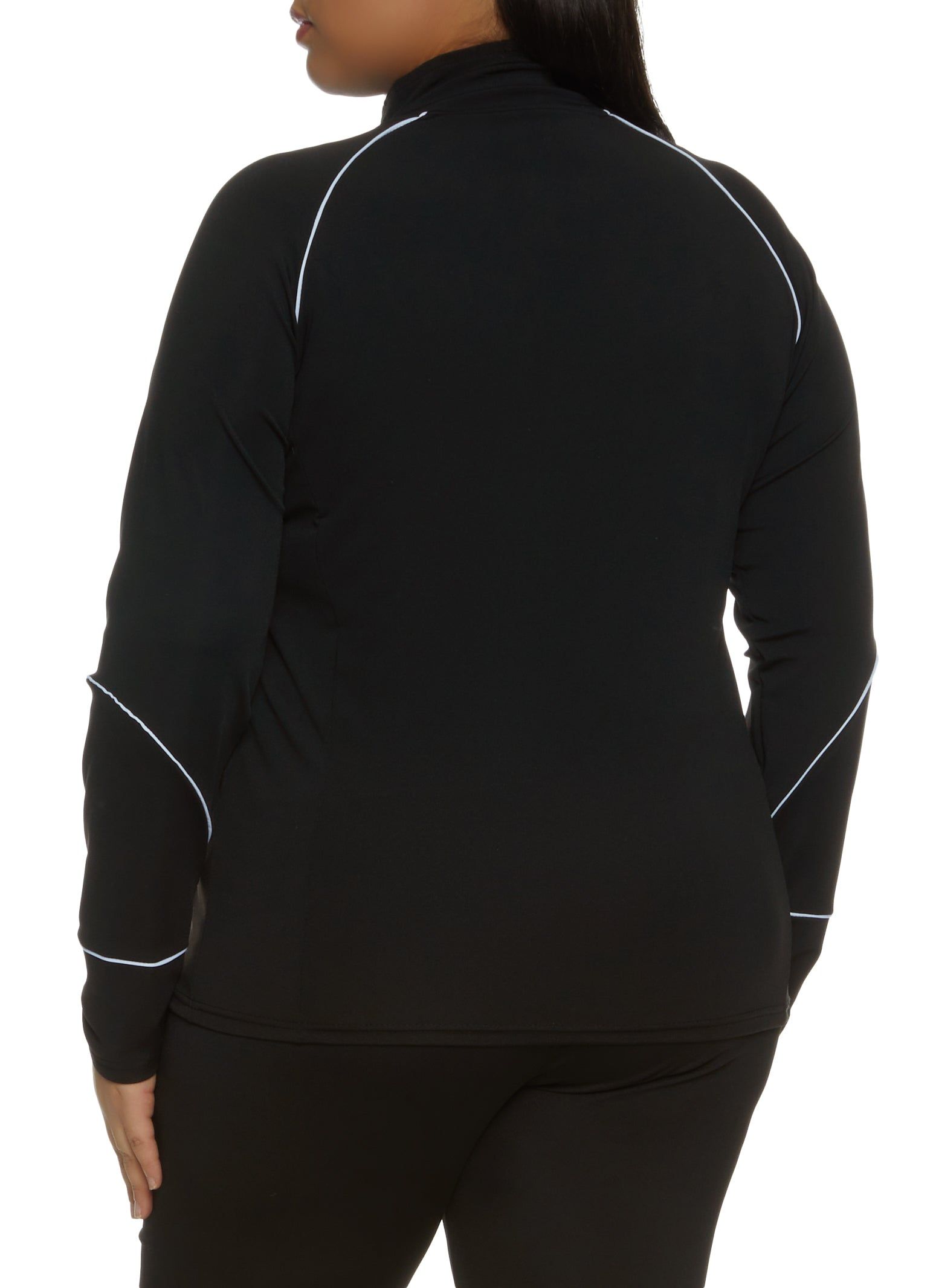 Plus Size Contrast Piping Mock Neck Track Jacket sold by Rainbow product image thumbnail 3