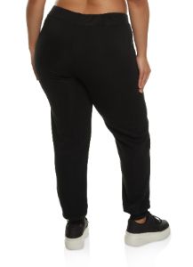 Plus Size Fleece High Waist Drawstring Joggers sold by Rainbow