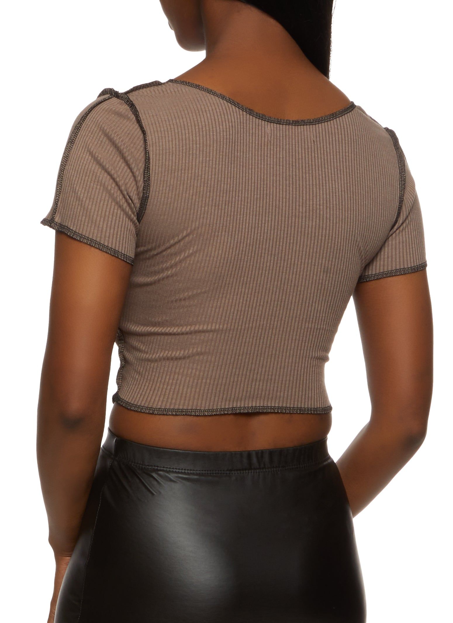 Contrast Stitch Lace Up Crop Top sold by Rainbow product image thumbnail 2