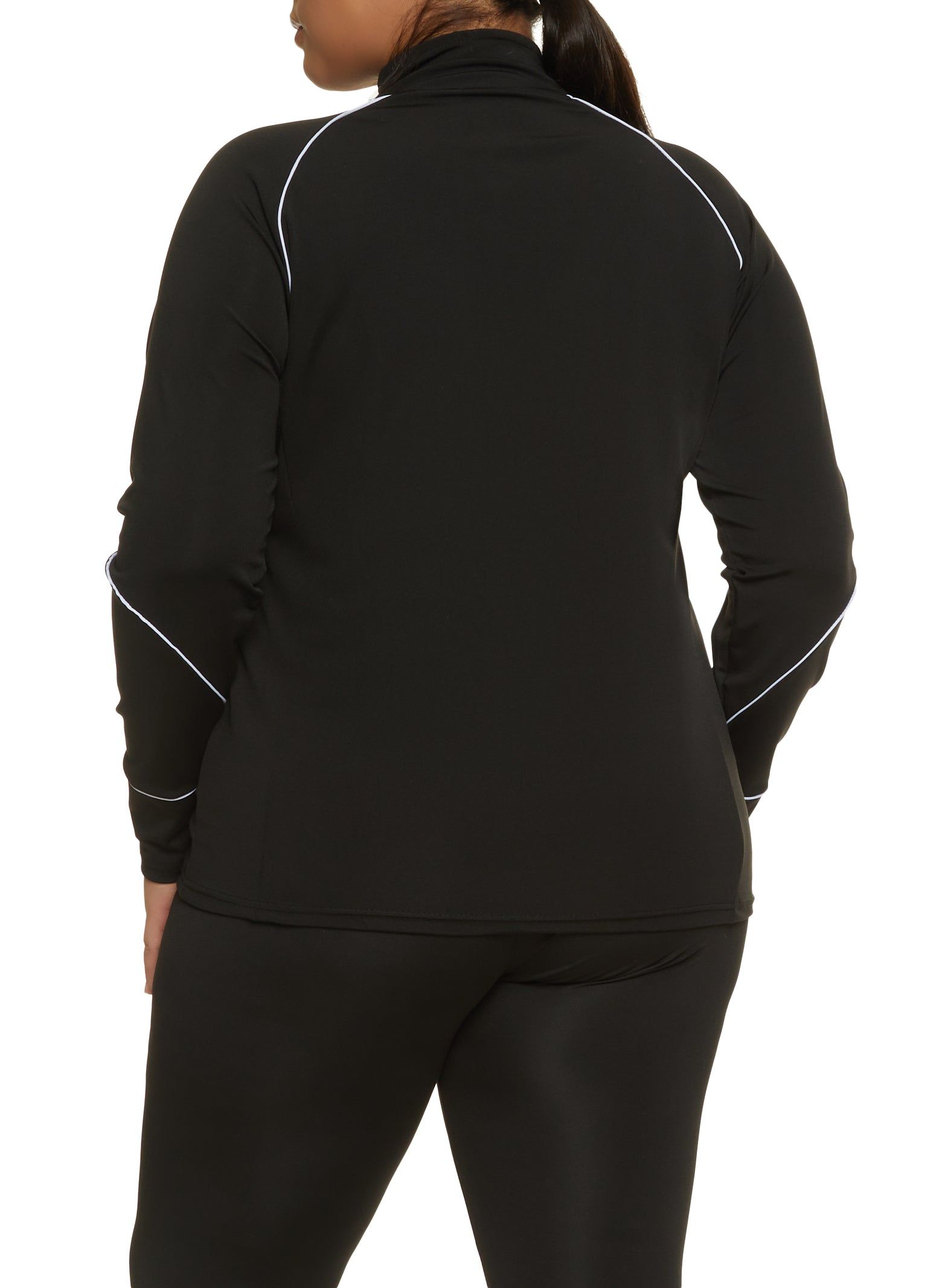 Plus Size Contrast Trim Mock Neck Track Jacket sold by Rainbow product image thumbnail 3