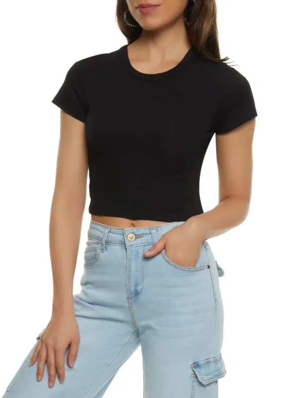 Basic Crew Neck Cropped Tee sold by Rainbow