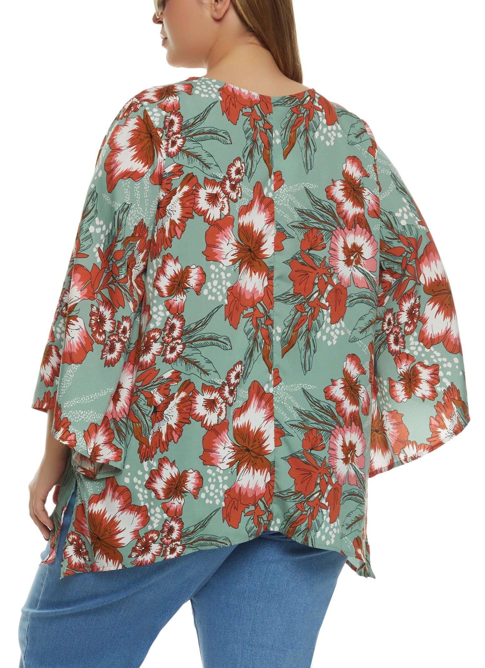 Plus Size Floral Print Bell Sleeve Blouse sold by Rainbow product image thumbnail 2