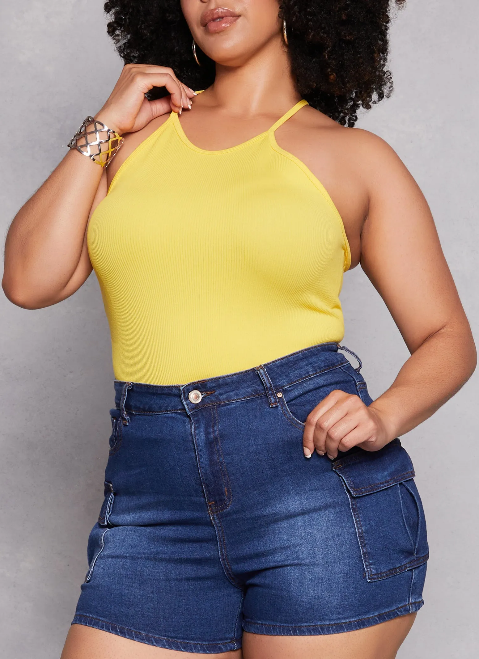 Plus Size Seamless Racerback High Neck Tank Top sold by Rainbow