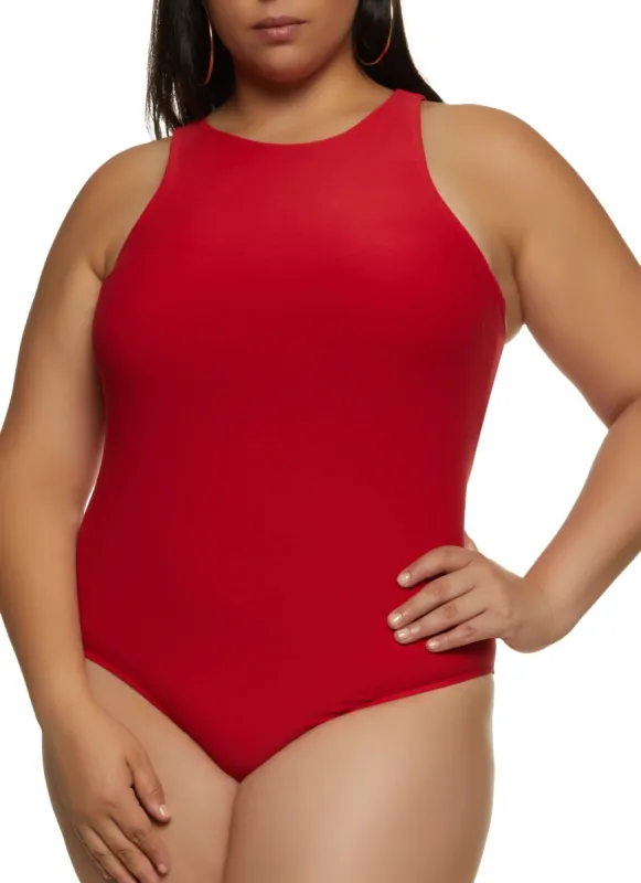 Plus Size Crew Neck Racerback Bodysuit sold by Rainbow