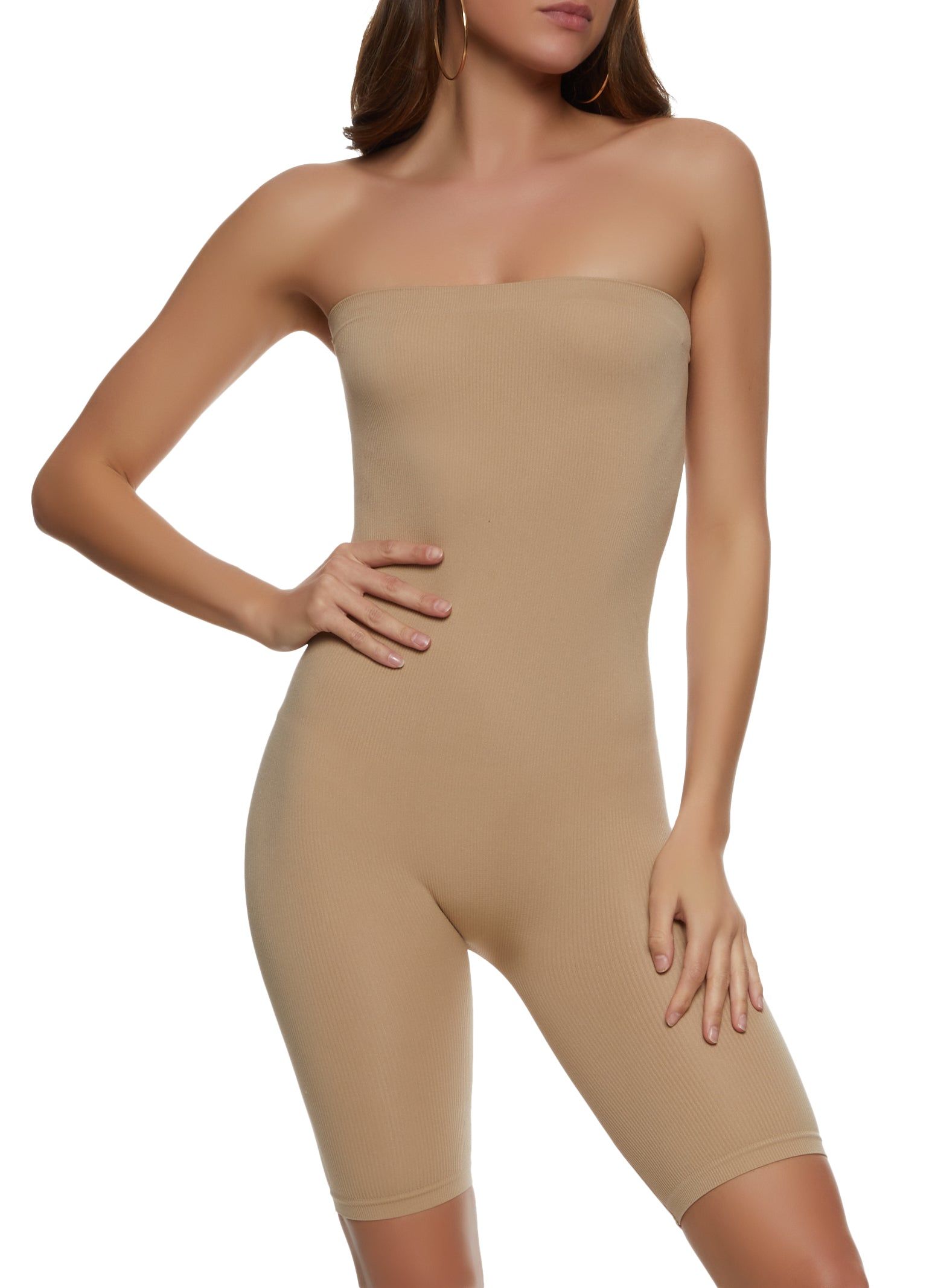 Seamless Ribbed Strapless Romper sold by Rainbow