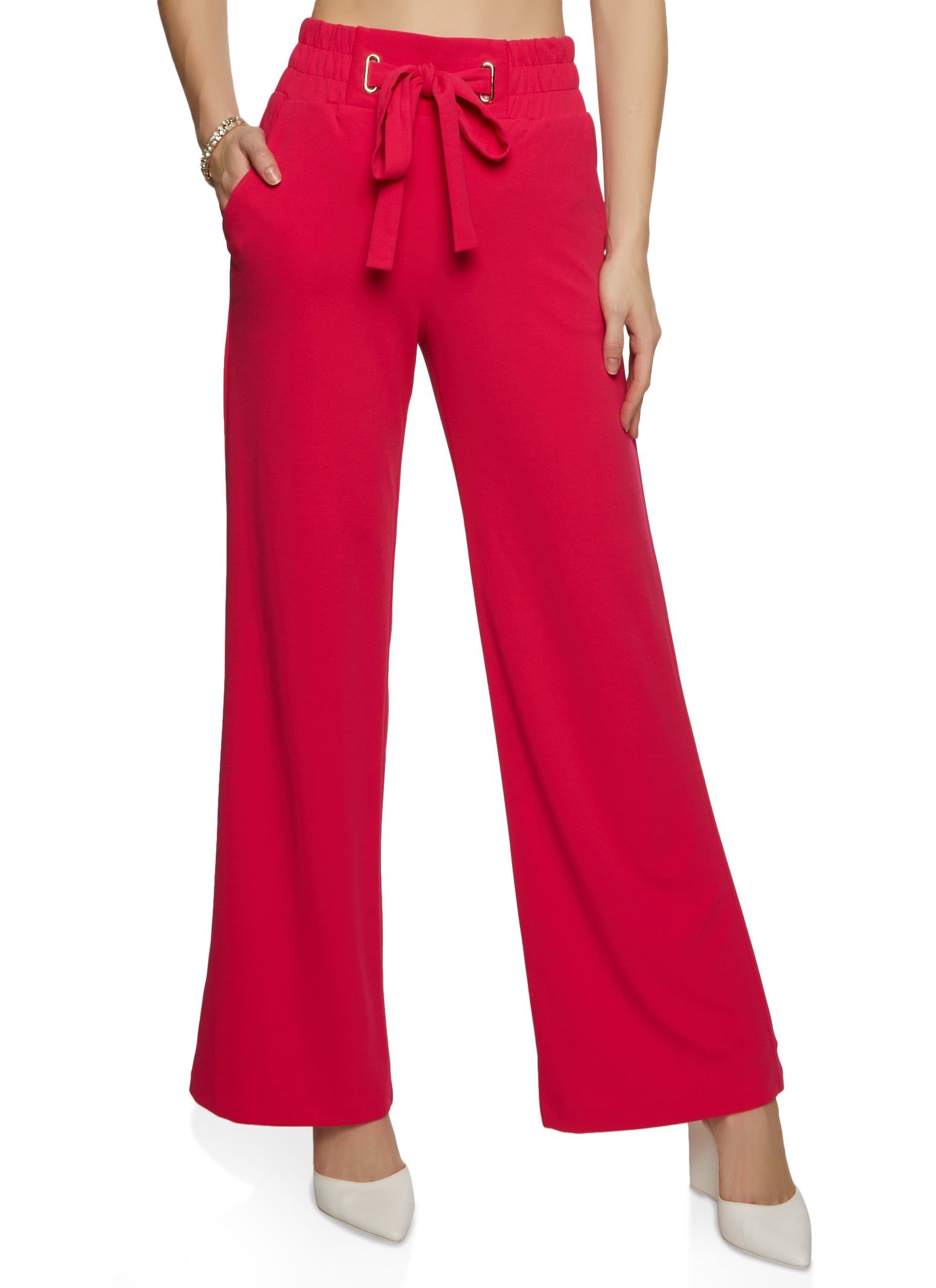 Tie Front Waist Wide Leg Pants sold by Rainbow
