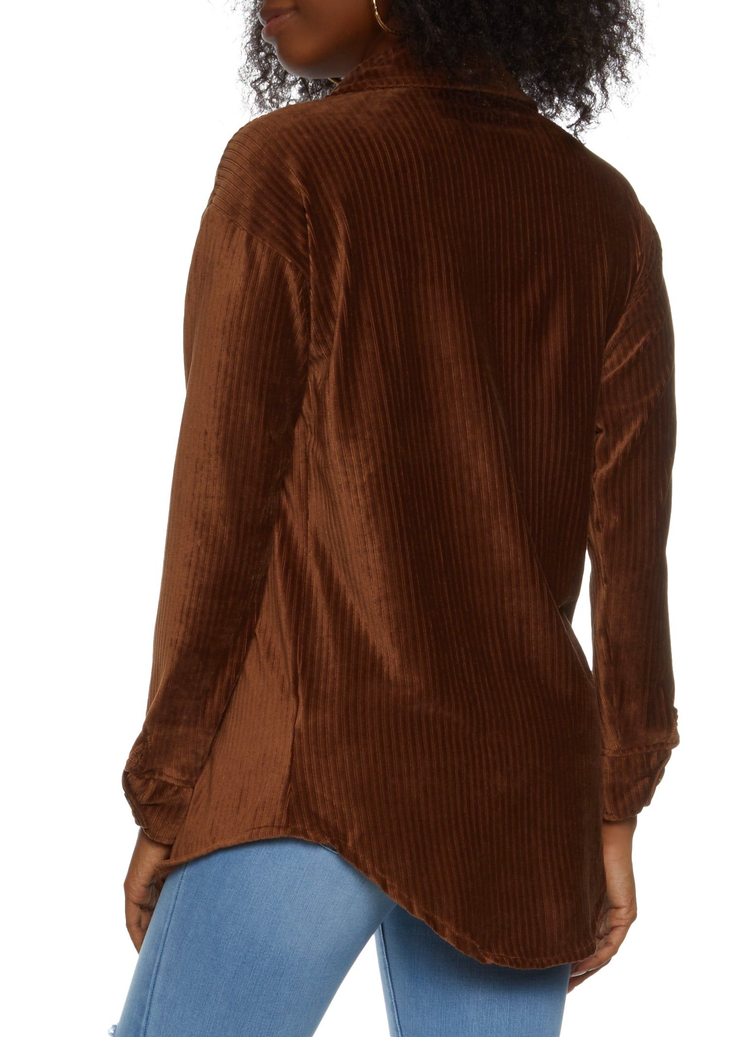 Ribbed Knit Velour Button Front Shirt sold by Rainbow product image thumbnail 2