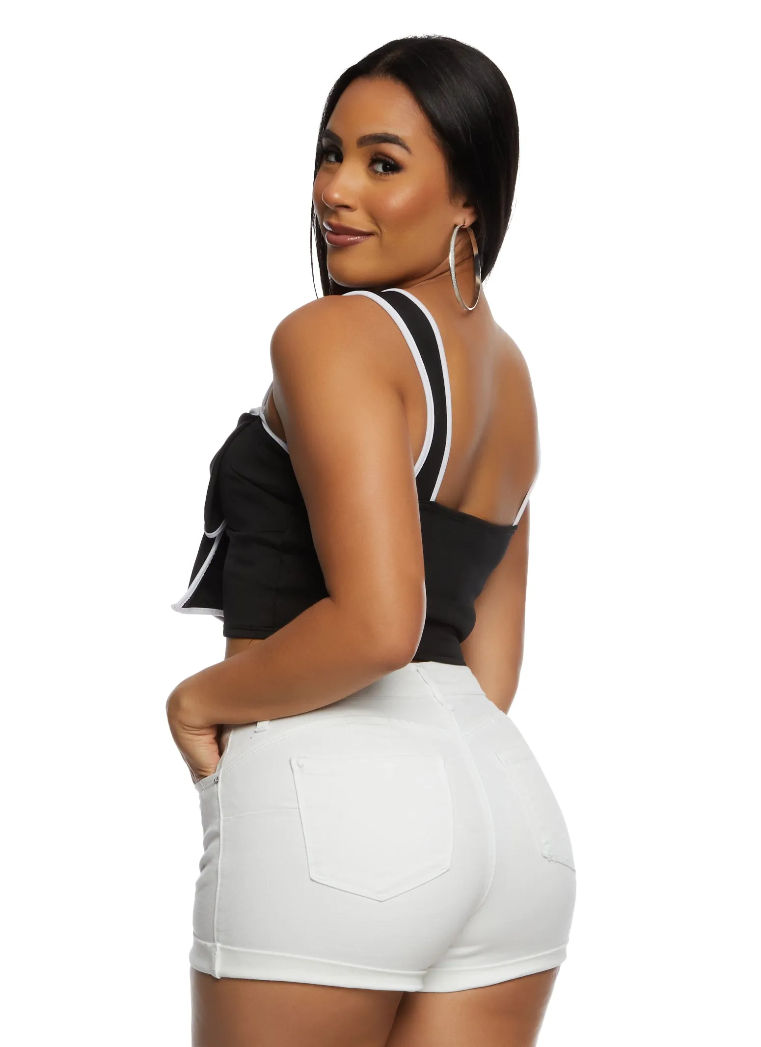 Contrast Trim Bow Tie Front Crop Top sold by Rainbow product image thumbnail 3