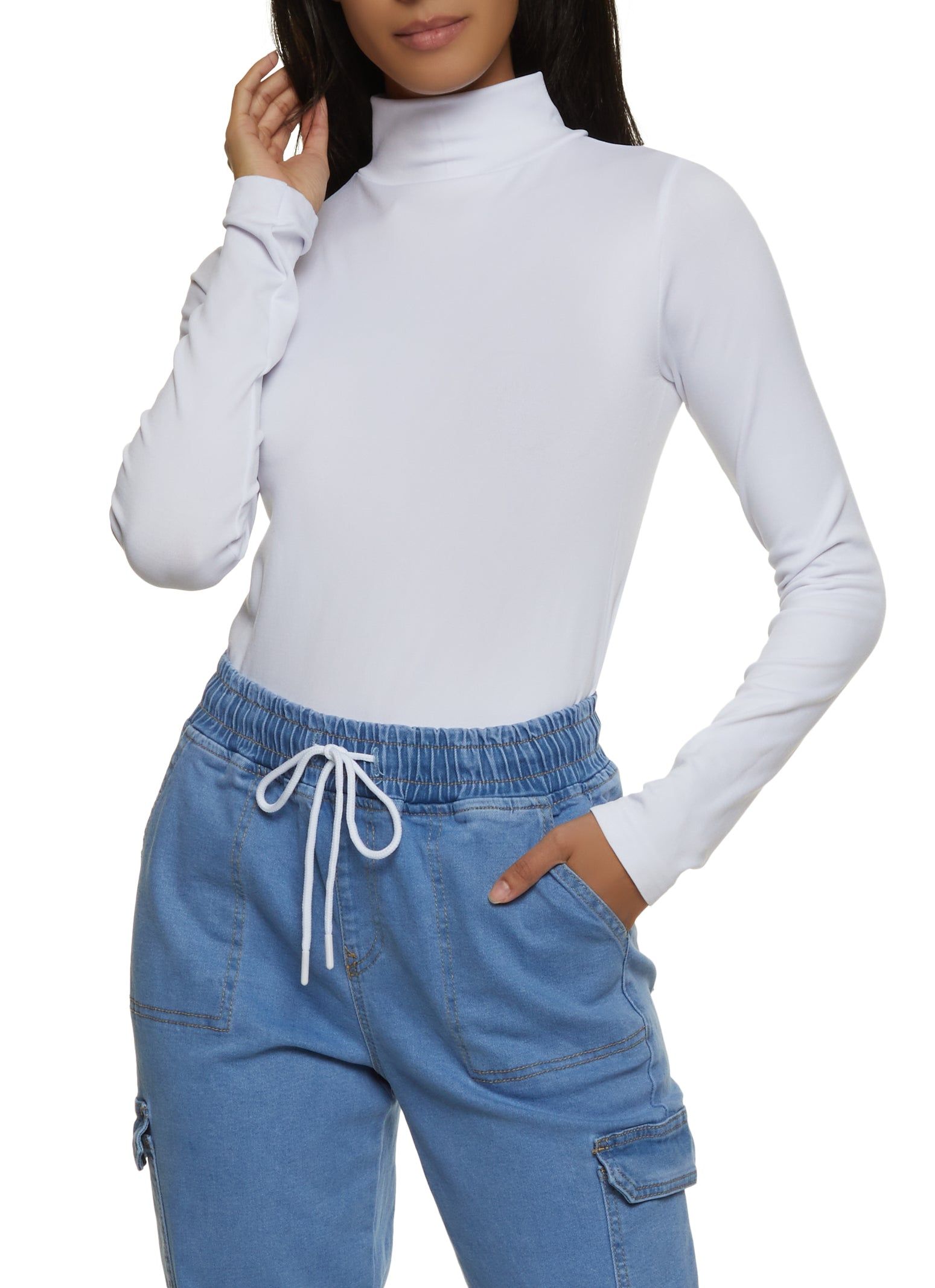 Basic Mock Neck Long Sleeve Bodysuit sold by Rainbow product image thumbnail 2