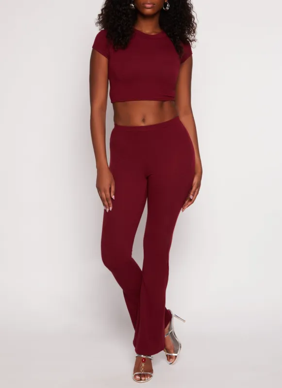 Ribbed High Waist Flare Pants sold by Rainbow