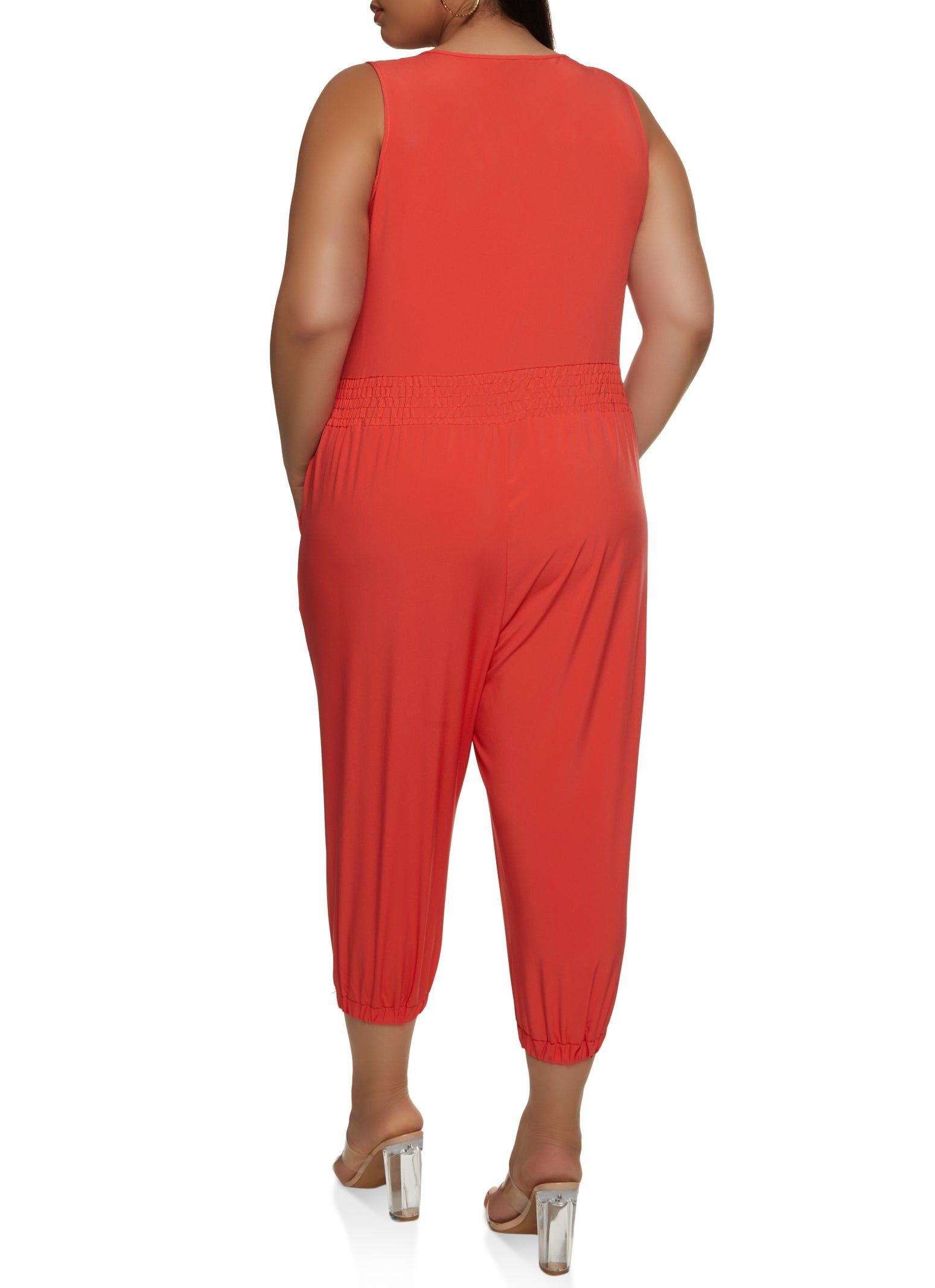 Plus Size Zip Front Ruffled Cropped Jumpsuit sold by Rainbow product image thumbnail 2
