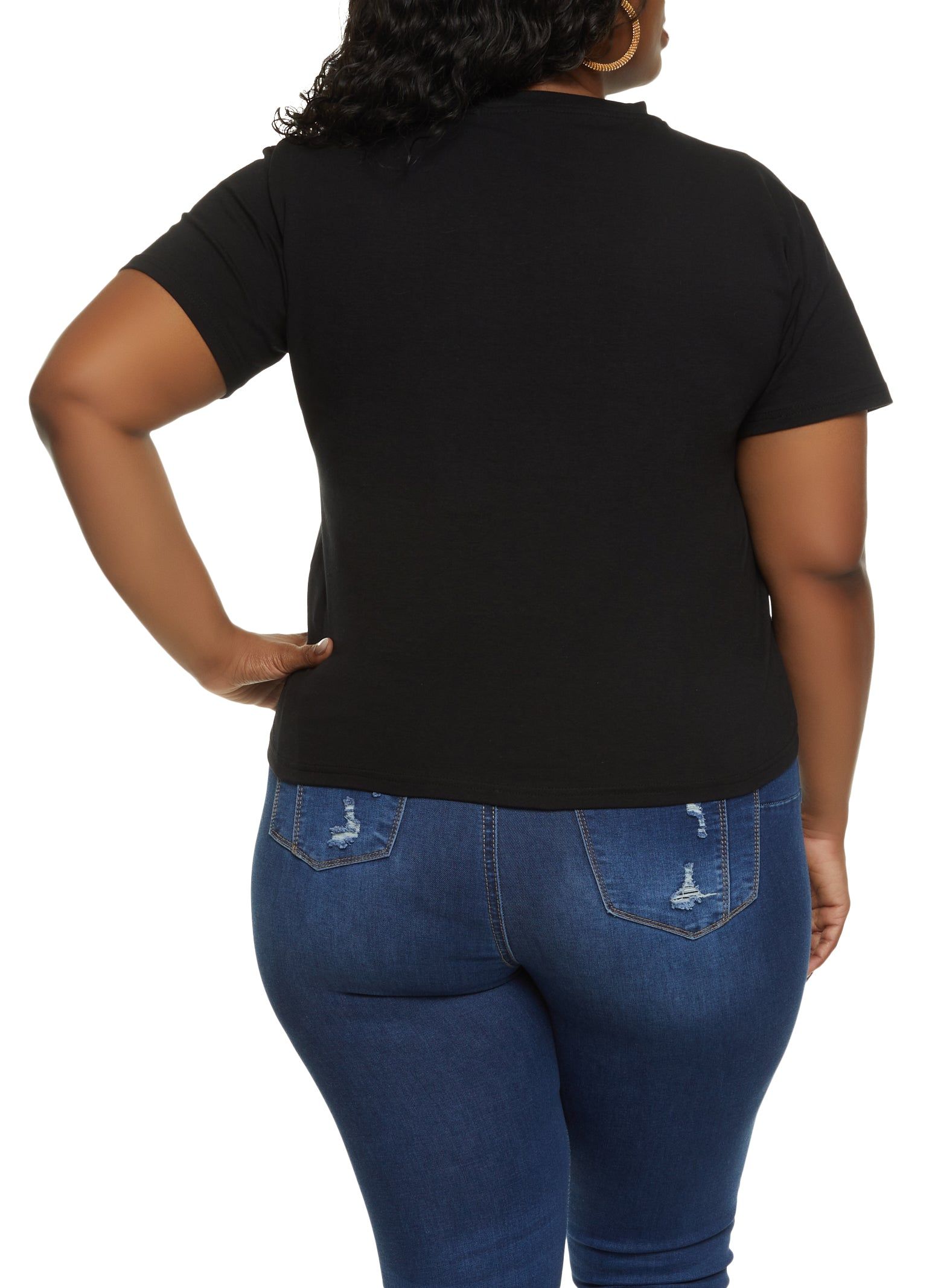 Plus Size Good Vibes Only Rhinestone Graphic Tee sold by Rainbow product image thumbnail 2