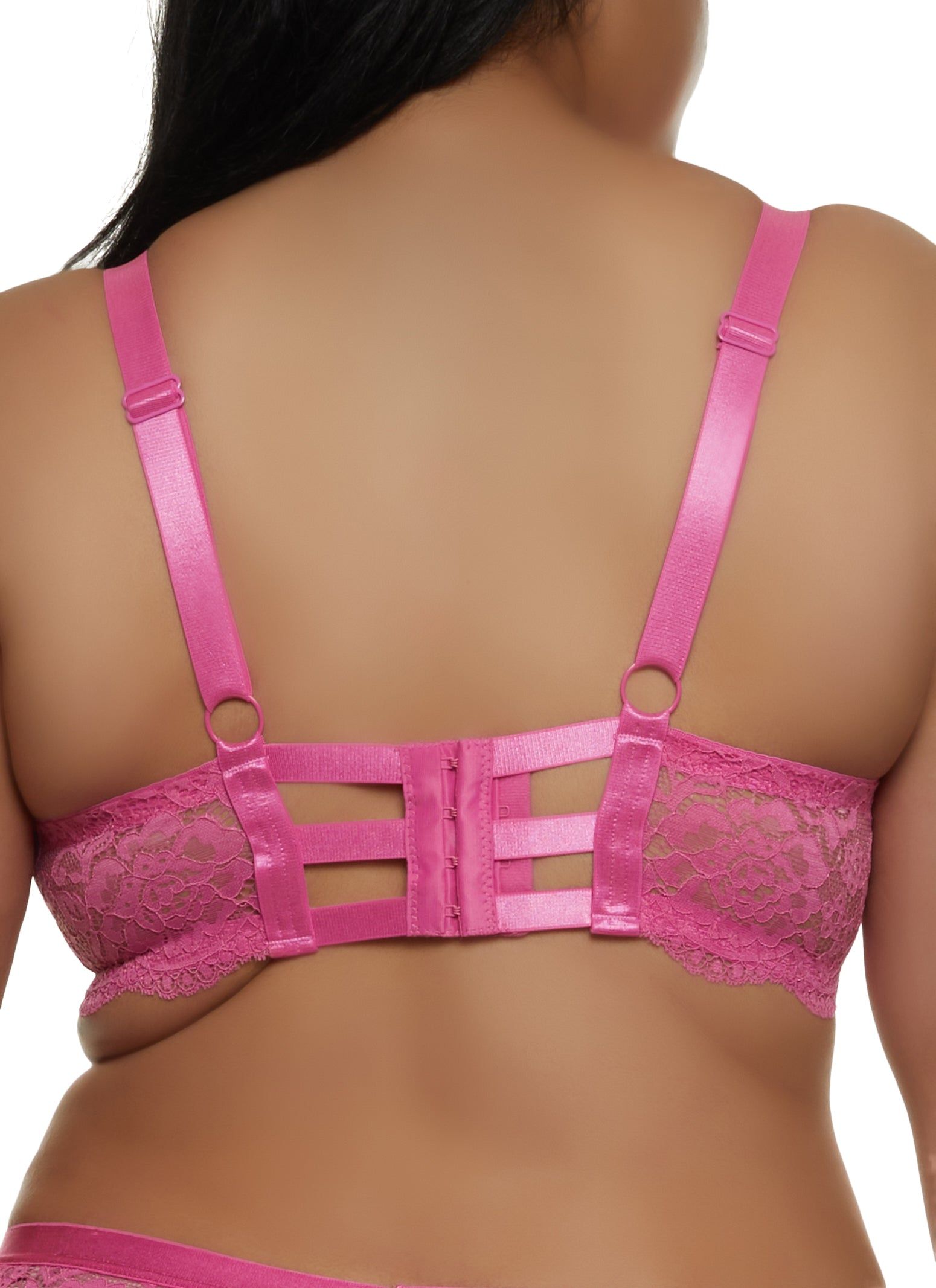 Plus Size Floral Lace Caged Back Plunge Bra sold by Rainbow product image thumbnail 3