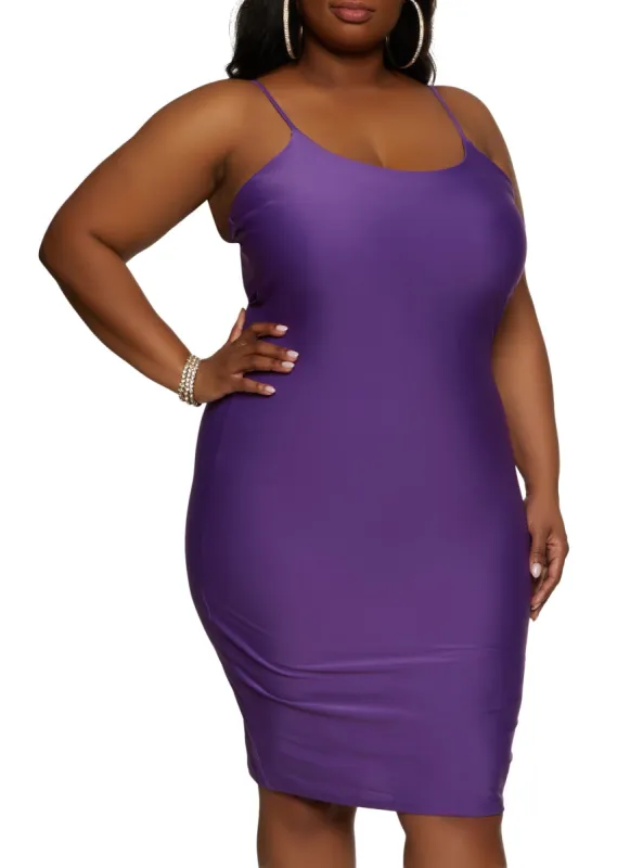 Plus Size Scoop Neck Midi Cami Dress sold by Rainbow