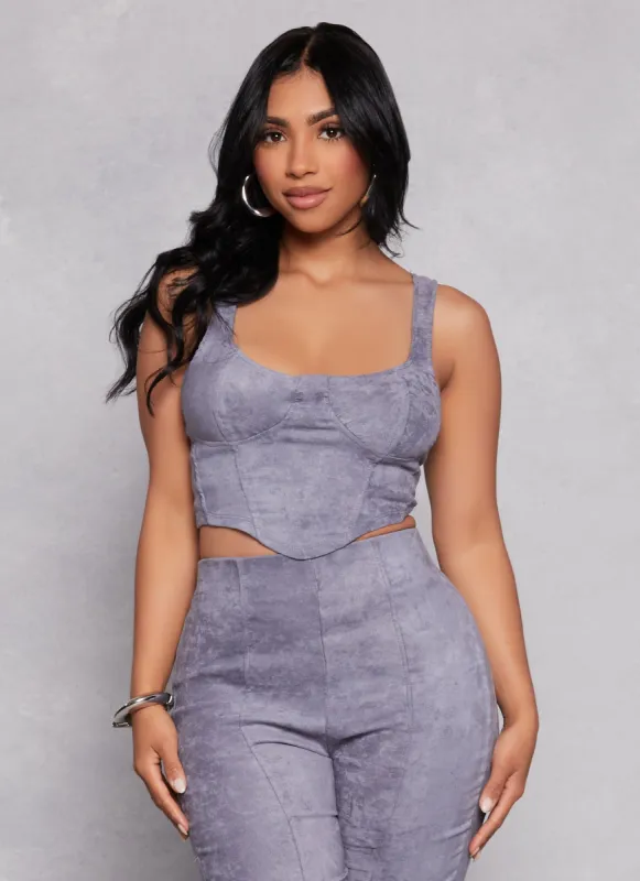Iris Faux Suede Cropped Bustier Top sold by Rainbow