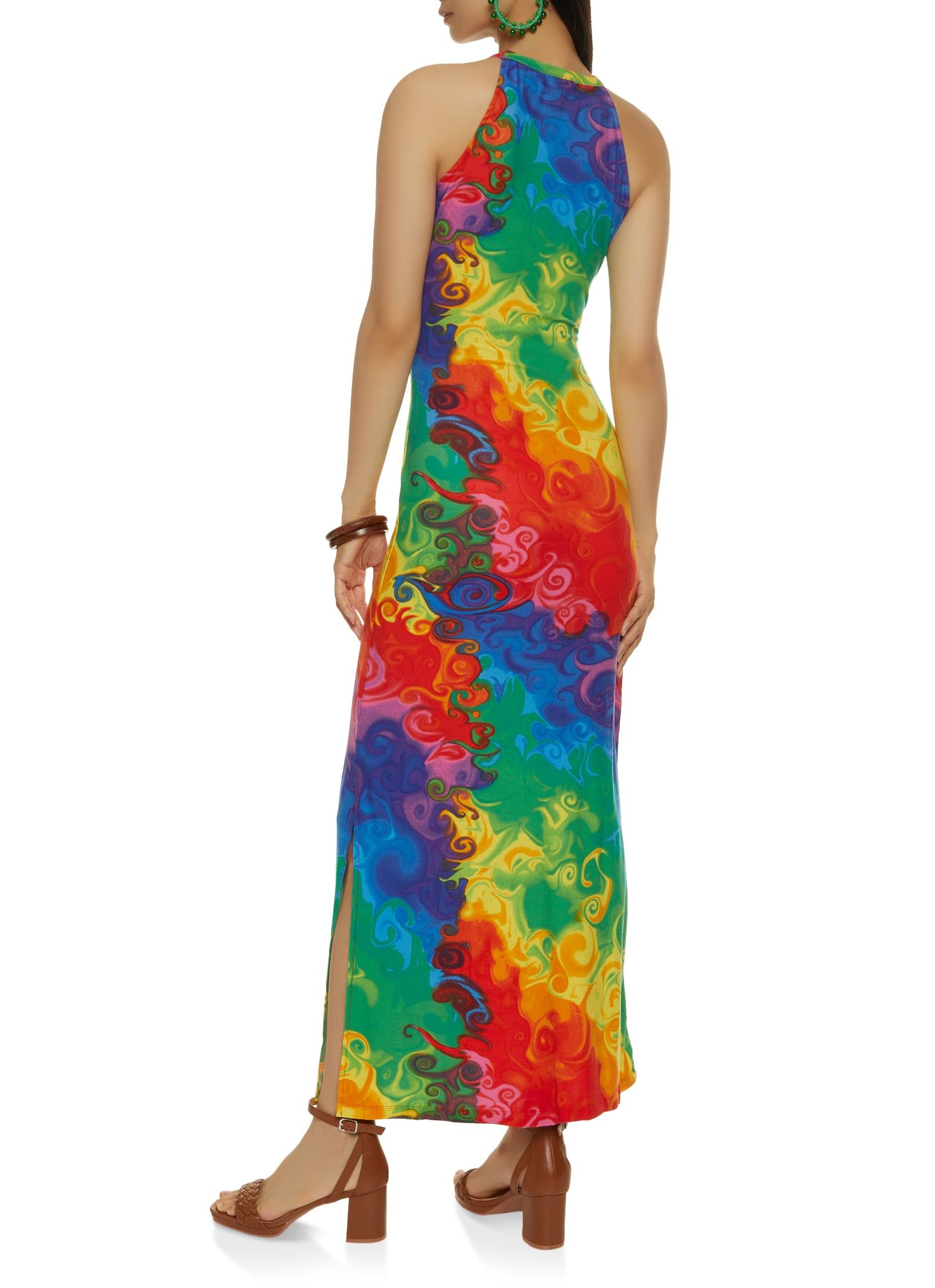 Psychedelic Print High Neck Maxi Dress sold by Rainbow product image thumbnail 3