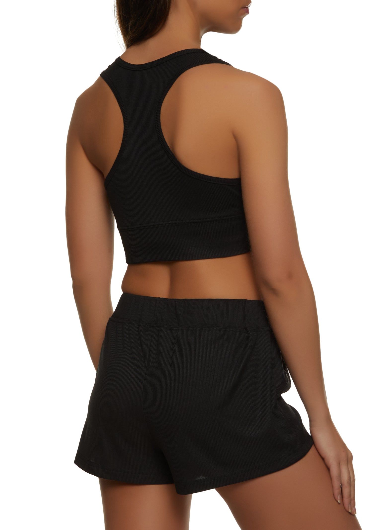 Ribbed Knit Cropped Pajama Tank Top and Shorts sold by Rainbow product image thumbnail 2